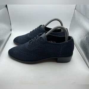 Aetrex navy blue knit heeled boots size 8